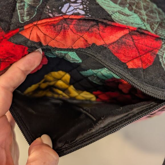 Vera Bradley Quilted Backpack Red Yellow Havana Rose Pattern Travel Brunch Bold - Picture 6 of 9